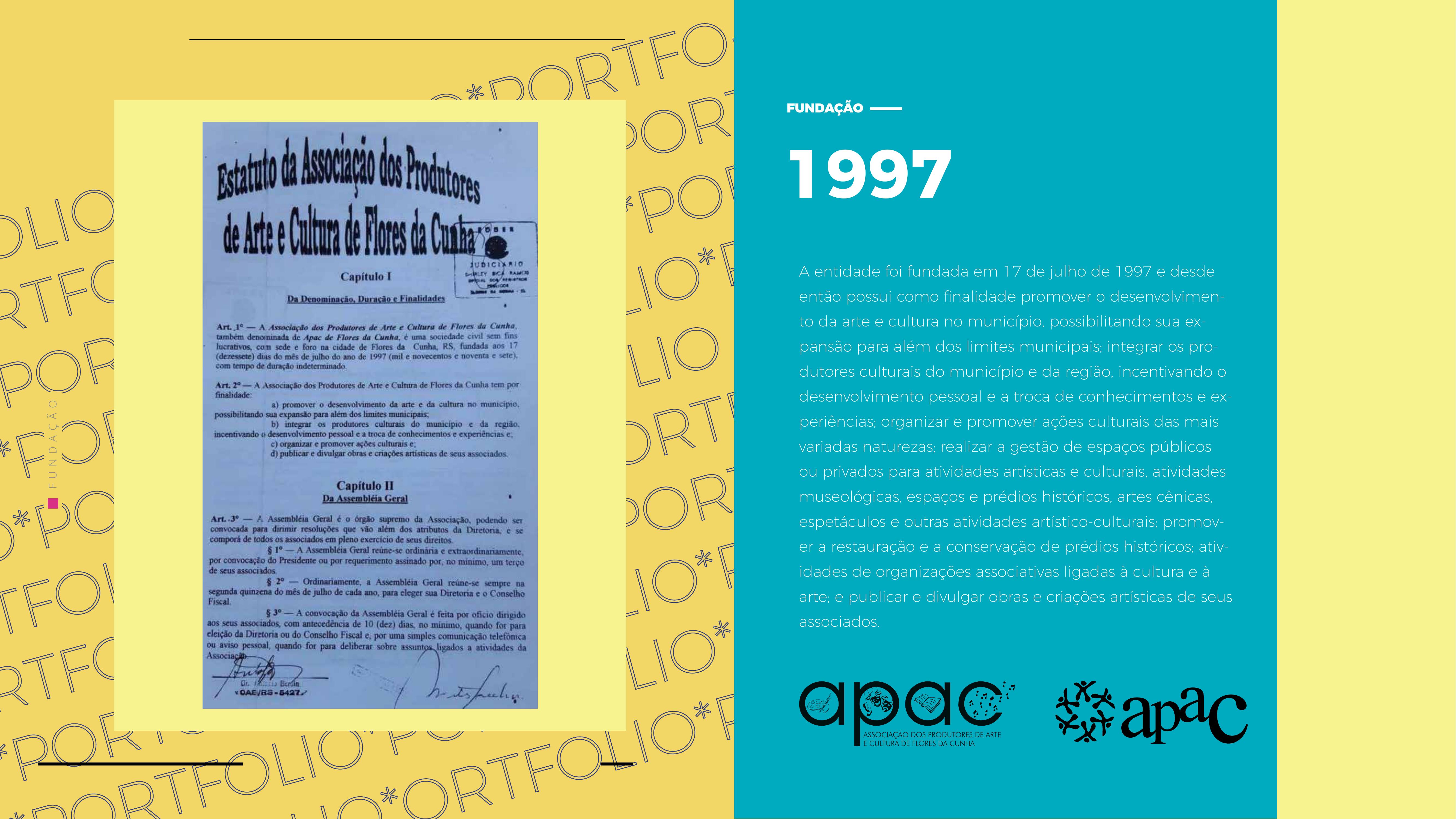 Página 1 do portfólio da APAC